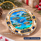 Close-up of Alaska Cruise Map Ornament Personalized Travel Keepsake Holiday Gift for Cruisers for streetwear fans in Los Angeles