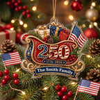 America 250th Anniversary 1776-2026 Ornament, Personalized USA Sleigh Christmas Ornament, Patriotic