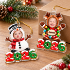 Close-up of Baby Photo Christmas Ornament Personalized Acrylic Bauble with Custom Name and Year for Baby's First for streetwear fans in Los Angeles