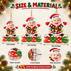 Close-up of Baby Photo Christmas Ornament Personalized Acrylic Bauble with Custom Name and Year for Baby's First for streetwear fans in Los Angeles