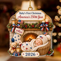 Close-up of Baby's First Christmas Ornament America's 250th Year Personalized Newborn Keepsake Gift for Baby Sho for streetwear fans in Los Angeles