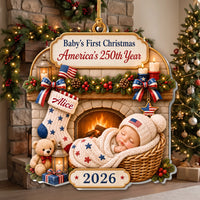 Baby's First Christmas Ornament America's 250th Year Personalized Newborn Keepsake Gift for Baby Sho available at our Los Angeles warehouse