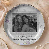 Besties Forever Best Friend Ceramic Trinket Dish, Personalized Photo Jewelry Tray, Funny Bestie Ring Dish Keepsake Gift for Her