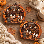 Close-up of Boo Brew Café Halloween Coffee Bar Decor Ornament Cute Ghost Pumpkin Fall Hanging Decoration