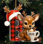 Close-up of Buffalo Plaid Reindeer Christmas Ornament Ornament — Ornament