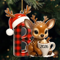 Close-up of Buffalo Plaid Reindeer Christmas Ornament Ornament — Ornament for streetwear fans in Los Angeles