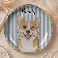 Cat Illustration Ceramic Trinket Tray, Cute Kitten Jewelry Holder & Ring Dish, Personalized Vanity Catchall Tray, Cat Lover Gift