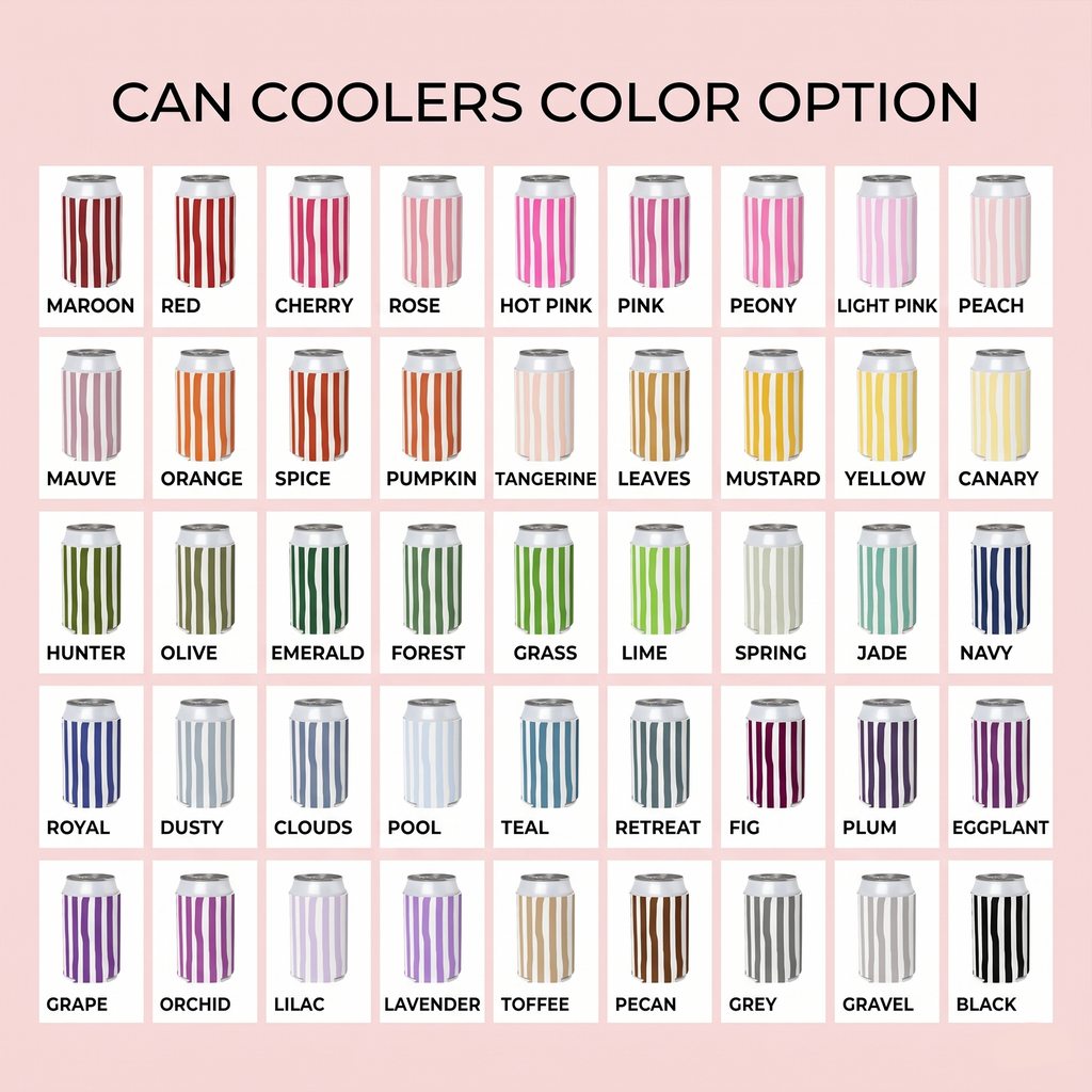 RodyThread Personalized Summer Lake Party Bachelorette Weekend Favors Slim Can Coolers Drink Sleeve Bridesmaids Girls Coastal Preppy Camp Vibe Blue White Striped Waterproof Neoprene Custom Birthday Bulk Gifts Seltzer Holders Last Toast Coast (Copy)