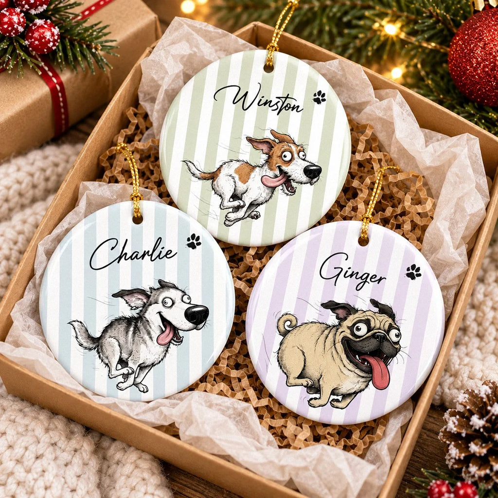 Custom Dog Portrait Ornament Personalized Pet Christmas Tree Decoration with Name