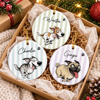 Custom Dog Portrait Ornament Personalized Pet Christmas Tree Decoration with Name