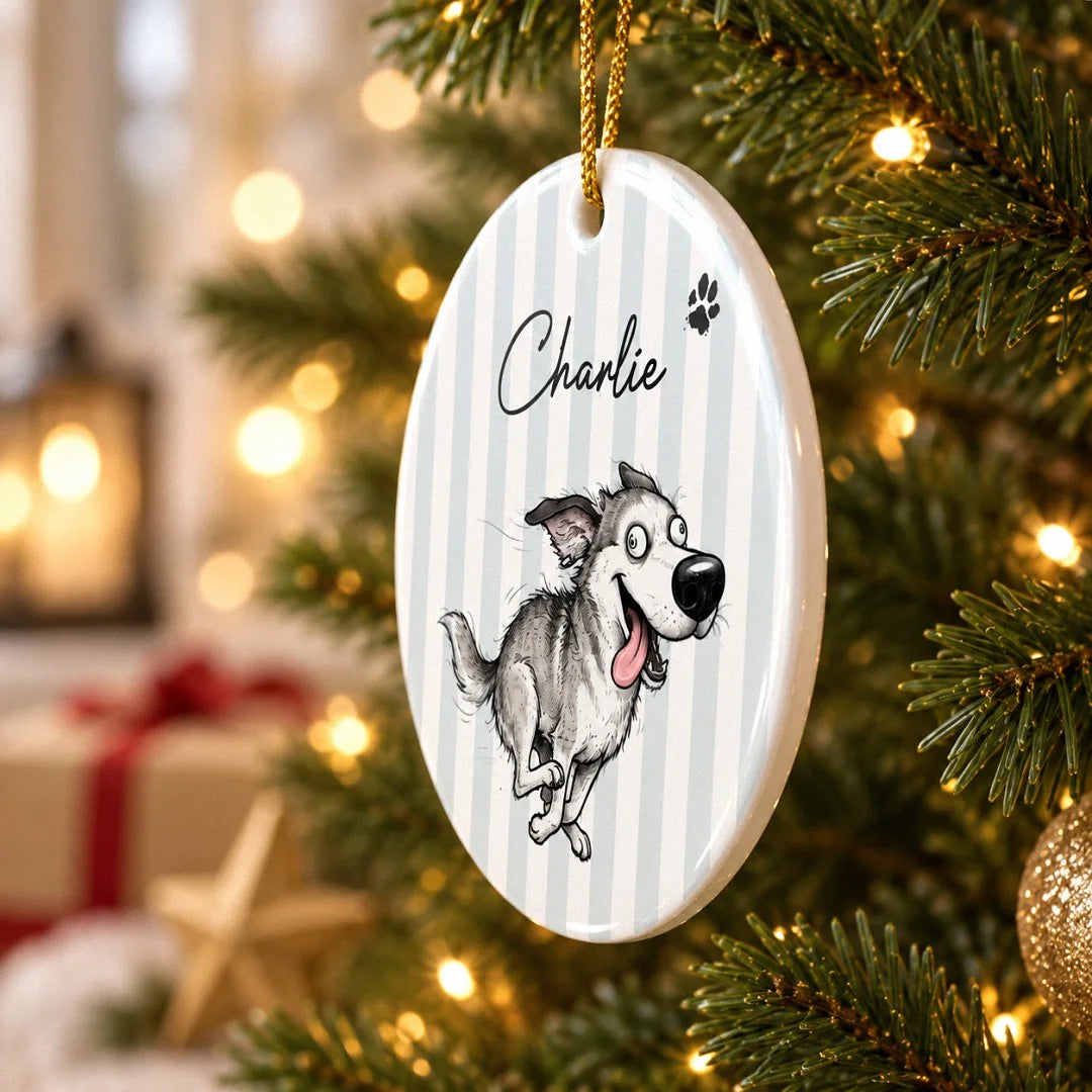 Custom Dog Portrait Ornament Personalized Pet Christmas Tree Decoration with Name