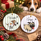 Custom Dog Portrait Ornament Personalized Pet Christmas Tree Decoration with Name