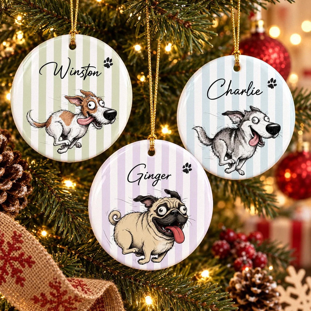 Custom Dog Portrait Ornament Personalized Pet Christmas Tree Decoration with Name