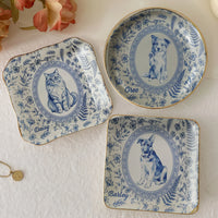 Custom Pet Portrait Chinoiserie Ring Dish, Personalized Ceramic Jewelry Tray Dish for Dog Mom Cat Mom Pet Memorial Keepsake Gift