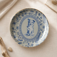 Custom Pet Portrait Chinoiserie Ring Dish, Personalized Ceramic Jewelry Tray Dish for Dog Mom Cat Mom Pet Memorial Keepsake Gift