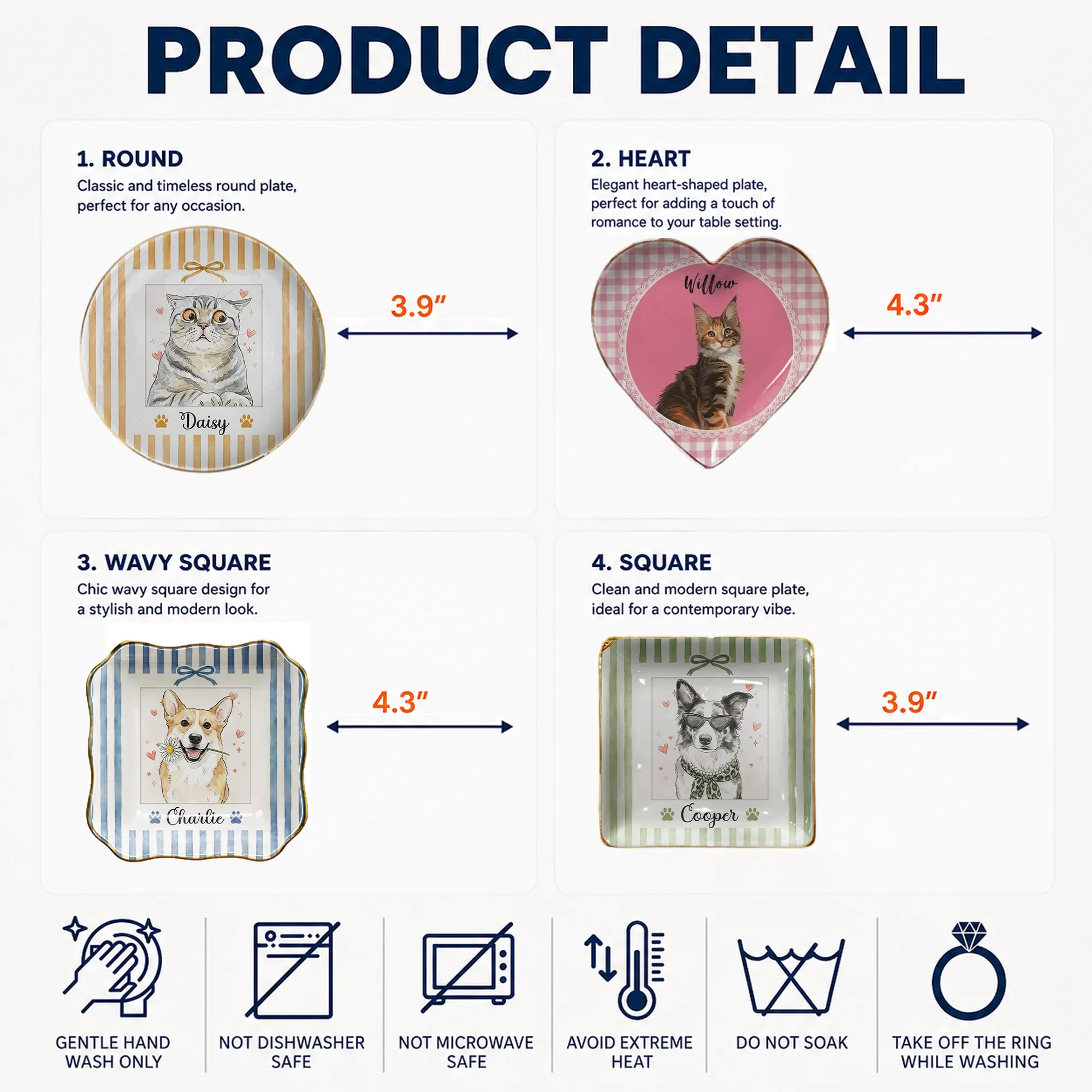 Custom Pet Portrait Trinket Tray Personalized Ceramic Jewelry Dish Dog Cat Keepsake Ring Dish Gift for Pet Lovers