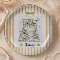 Custom Pet Portrait Trinket Tray Personalized Ceramic Jewelry Dish Dog Cat Keepsake Ring Dish Gift for Pet Lovers