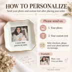 Custom Photo Trinket Dish Personalized Ceramic Jewelry Ring Holder Gift for Mom Grandma