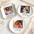 Close-up of Custom Photo Trinket Dish Personalized Ceramic Jewelry Ring Holder Gift for Mom Grandma