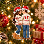 Custom Pregnancy Announcement Ornament Personalized First Christmas With Baby Couple Gift For Expect