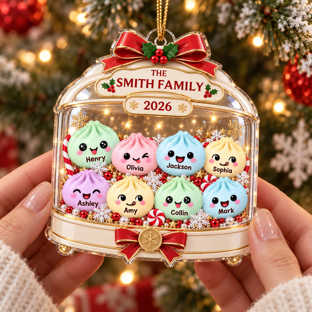 Cute Dumpling Family Christmas Ornament Personalized Acrylic Holiday Tree Decor Gift