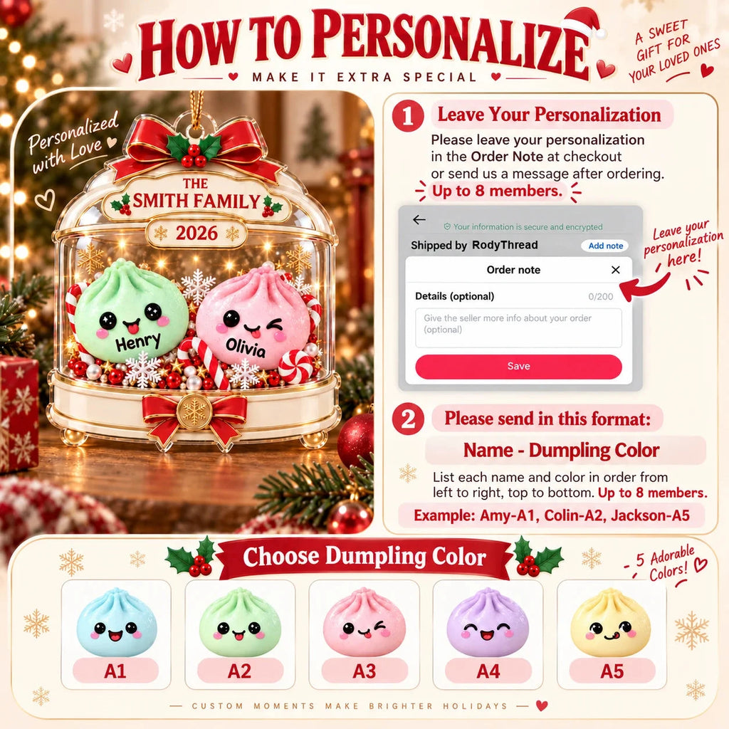 Cute Dumpling Family Christmas Ornament Personalized Acrylic Holiday Tree Decor Gift