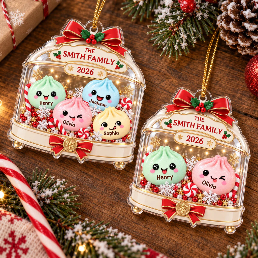 Cute Dumpling Family Christmas Ornament Personalized Acrylic Holiday Tree Decor Gift
