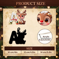 Close-up of Cute Reindeer Initial Letter Acrylic Ornament, Personalized Alphabet Christmas Tree Keepsake Holiday for streetwear fans in Los Angeles