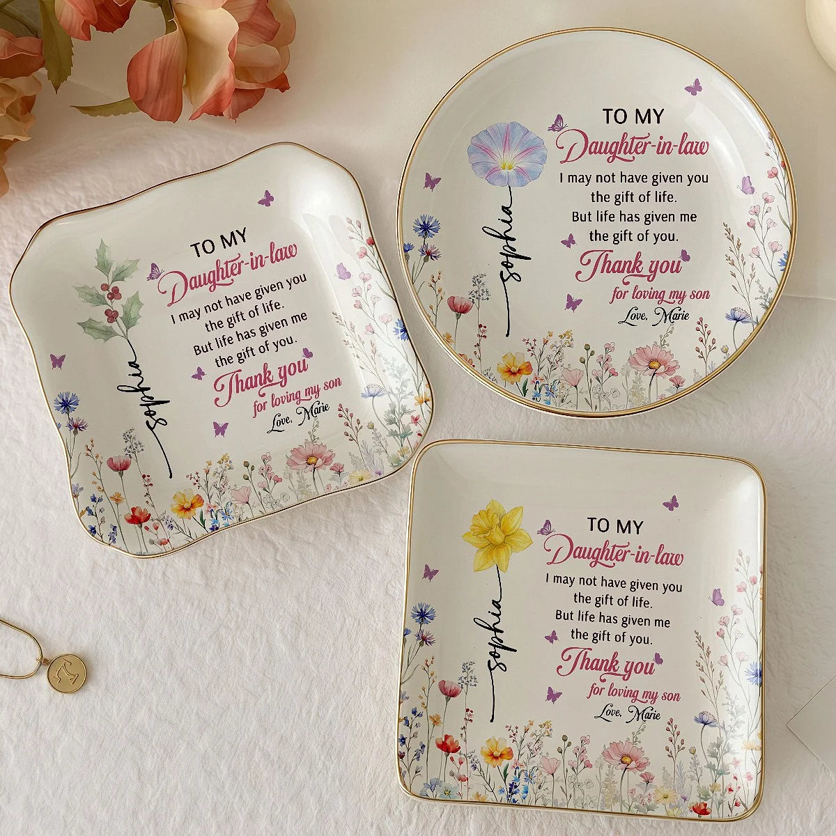 Daughter-in-Law Gift Trinket Dish Sentimental Mother in Law Quote Jewelry Tray
