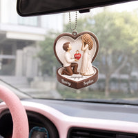 Personalized Engagement Christmas Ornament For Engaged Couples Romantic Rustic Heart Shaped Faux Wood Proposal Scene Custom Names Diamond Ring Detail First Christmas Engaged Holiday Tree Decor Anniversary Christmas Wedding Keepsake  Gift AST-1467-0703