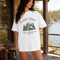 RodyThread Personalized Cabin Crew Matching Bachelorette Shirt Women's Oversized Graphic T-Shirt Outdoorsy Cottagecore Camp Bach Cotton Top Lake Tahoe Bridal Party Last Trail Before The Veil Bride Squad Tee