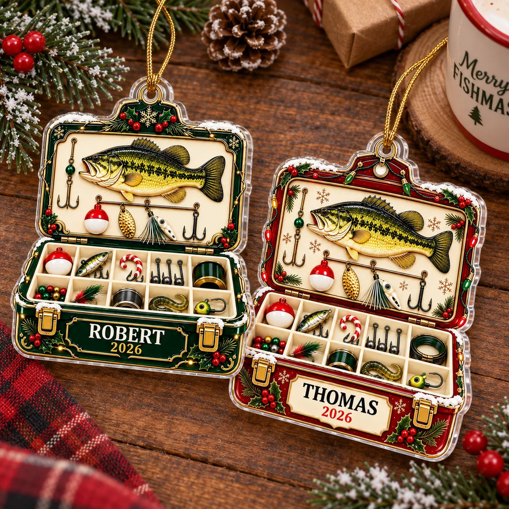 Fishing Tackle Box Christmas Ornament Personalized Fishing Tree Decor Gift