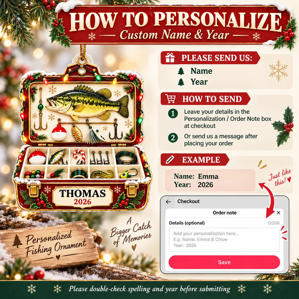 Fishing Tackle Box Christmas Ornament Personalized Fishing Tree Decor Gift