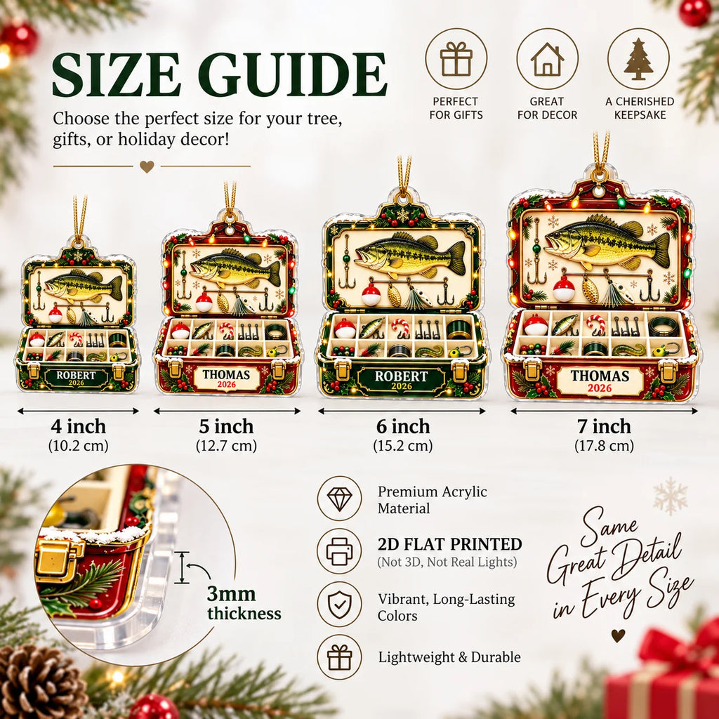 Close-up of Fishing Tackle Box Christmas Ornament Personalized Fishing Tree Decor Gift