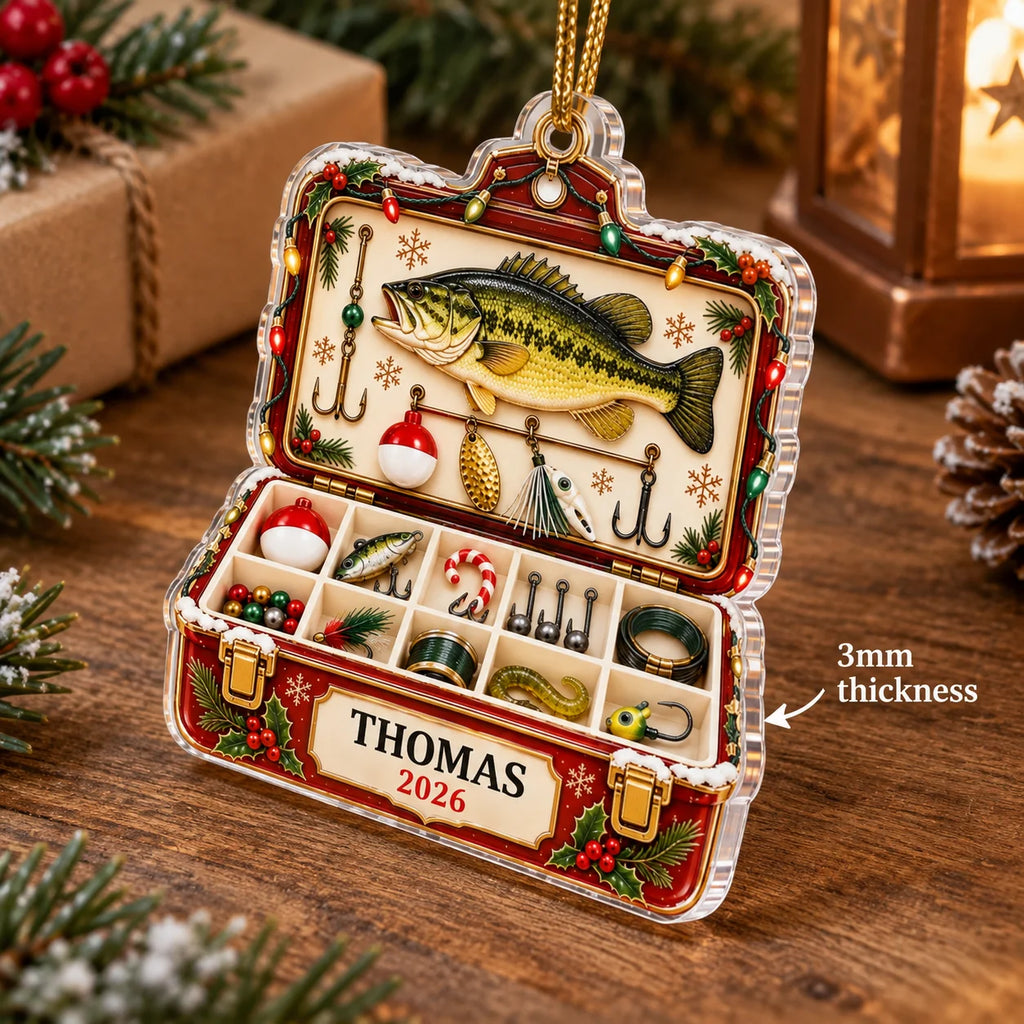 Fishing Tackle Box Christmas Ornament Personalized Fishing Tree Decor Gift