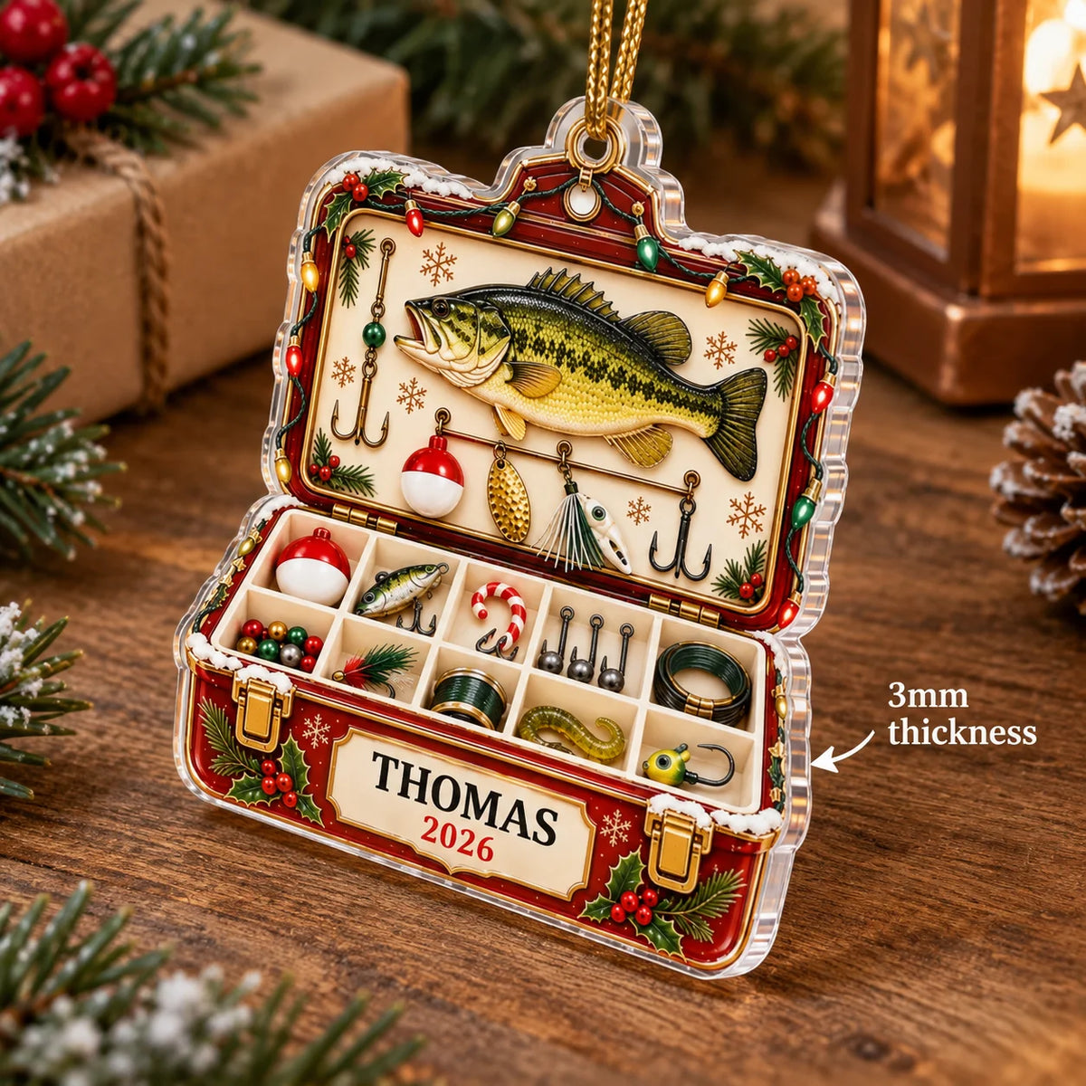 Fishing Tackle Box Christmas Ornament Personalized Fishing Tree Decor Gift