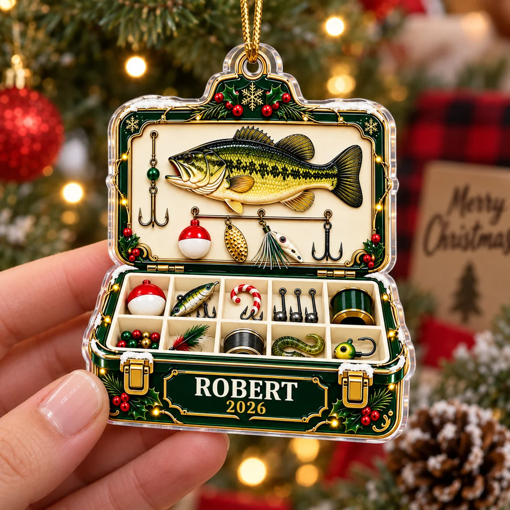 Fishing Tackle Box Christmas Ornament Personalized Fishing Tree Decor Gift