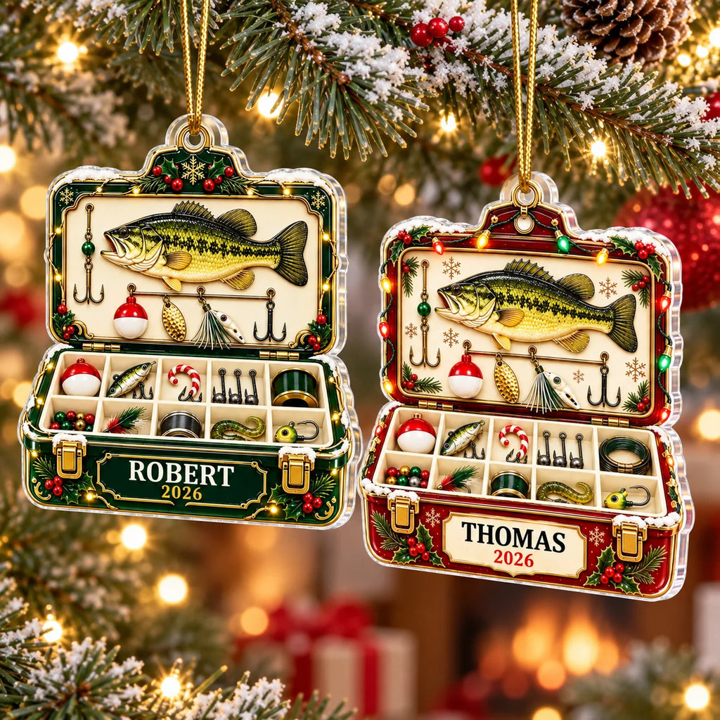 Fishing Tackle Box Christmas Ornament Personalized Fishing Tree Decor Gift