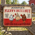 Fluffy Butt Hut Spoiled Hens Sign Funny Chicken Coop Decor Last One In Is A Rotten Egg Rustic Farmho