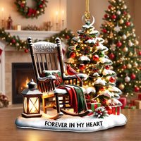 Forever in My Heart Ornament, Personalized Memorial Christmas Ornament with Cardinals and Rocking Ch on a hanger, ready to ship from Los Angeles