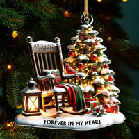 Close-up of Forever in My Heart Ornament, Personalized Memorial Christmas Ornament with Cardinals and Rocking Ch for streetwear fans in Los Angeles