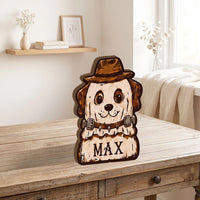 Close-up of Frankenstein's Monster Wooden Tabletop Decoration, Personalized Halloween Shelf Sitter Spooky Mantel for streetwear fans in Los Angeles
