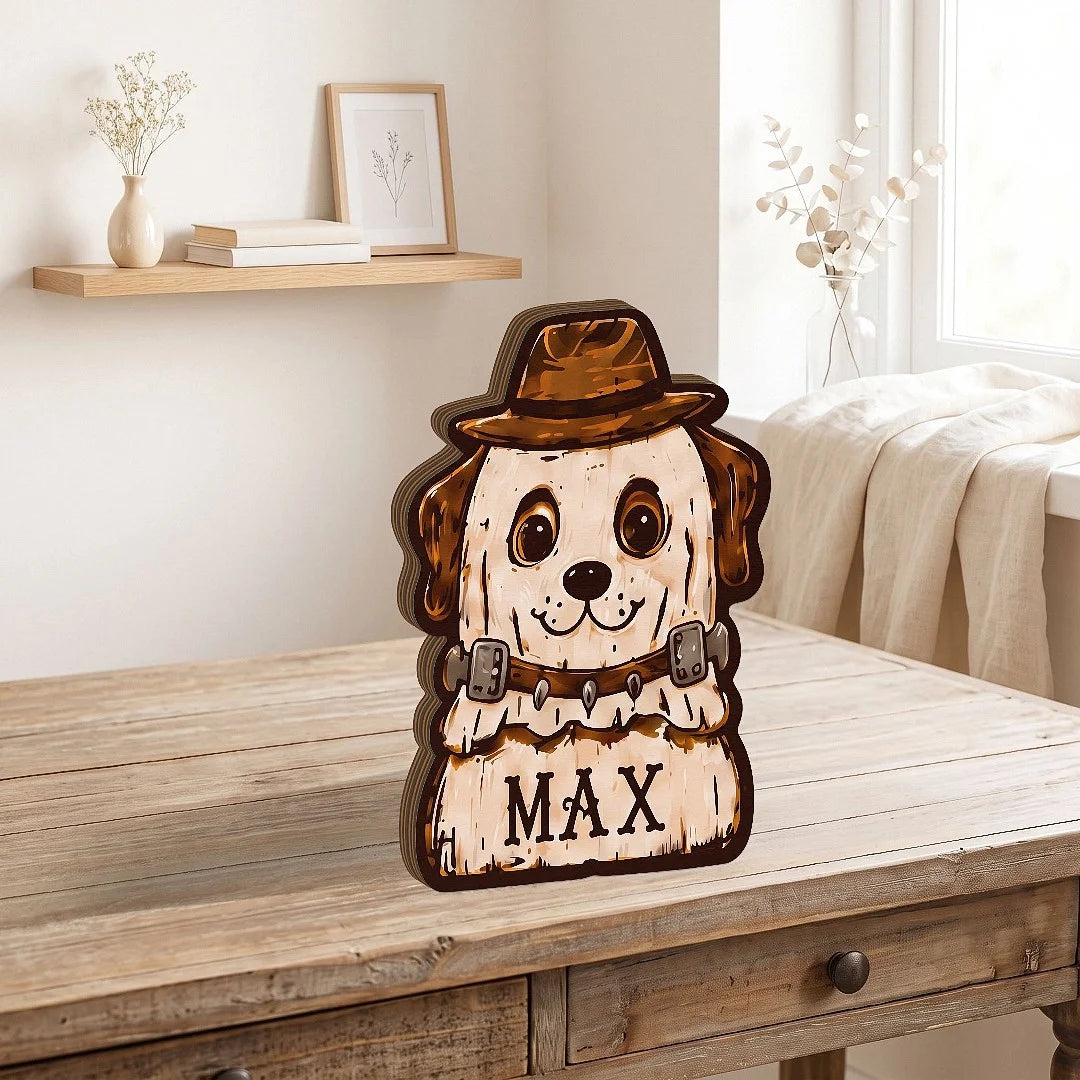 Close-up of Frankenstein's Monster Wooden Tabletop Decoration, Personalized Halloween Shelf Sitter Spooky Mantel for streetwear fans in Los Angeles
