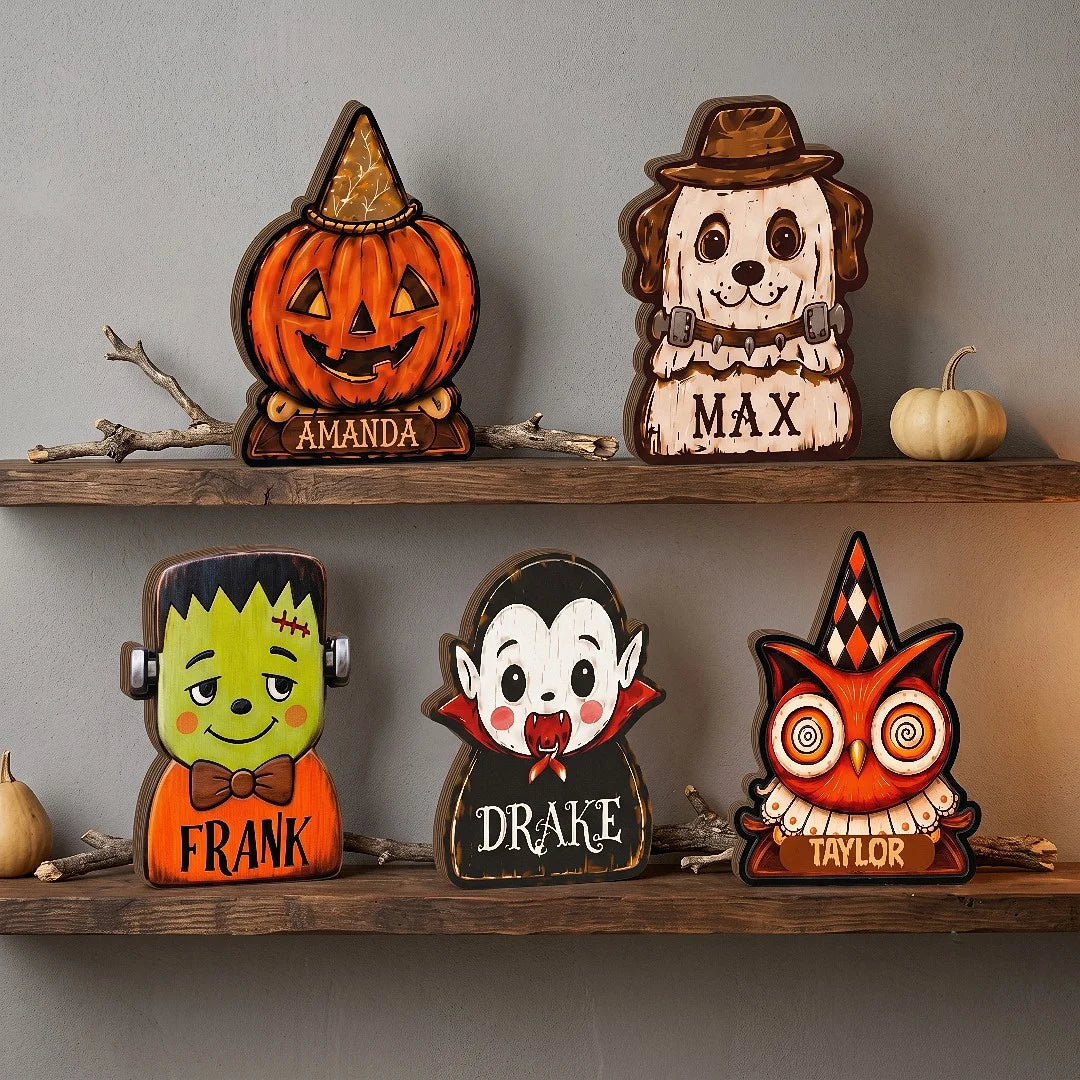 Frankenstein's Monster Wooden Tabletop Decoration, Personalized Halloween Shelf Sitter Spooky Mantel available at our Los Angeles warehouse