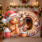 Gingerbread Alphabet Letter Christmas Ornament Personalized Custom Name Cute Gingerbread Man Snowman