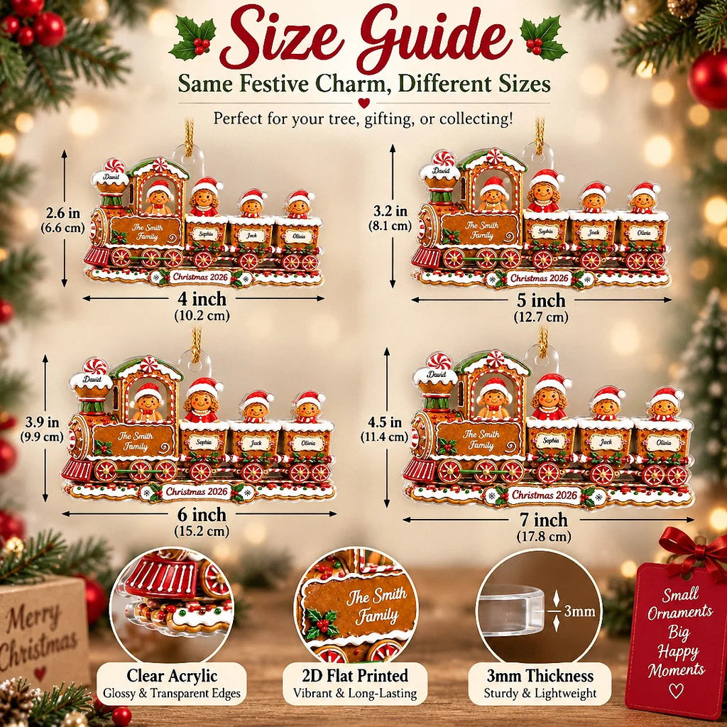 Gingerbread Train Ornament Personalized Christmas Tree Decor Custom Name Holiday Gift