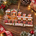Close-up of Gingerbread Train Ornament Personalized Christmas Tree Decor Custom Name Holiday Gift