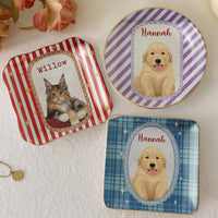 Golden Retriever Ceramic Trinket Dish Personalized Dog Lover Jewelry Tray Plaid Ring Dish Catchall Gift for Dog Mom