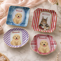 Golden Retriever Ceramic Trinket Dish Personalized Dog Lover Jewelry Tray Plaid Ring Dish Catchall Gift for Dog Mom
