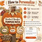 Grandma & Grandpa's PUMPKIN PATCH Personalized Wall Hanging Fall Family Decor Gift